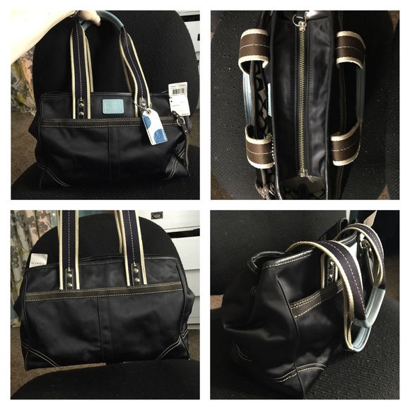 Coach Black, white, and blue purse.