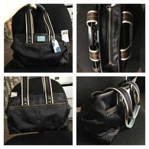 Coach Black, white, and blue purse.