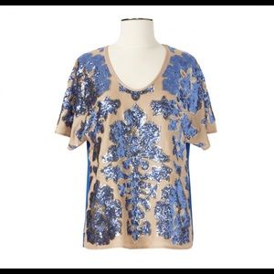 Blue and Gold Sequin Top