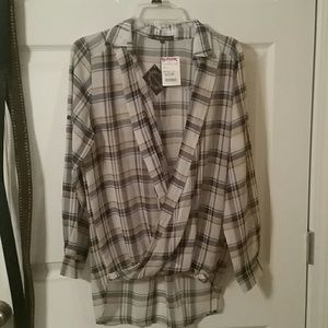 Flowing plaid blouse
