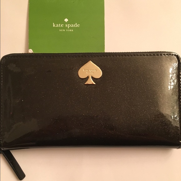 Kate Spade Lacy black glittery full size wallet