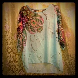 Light blue paisley top