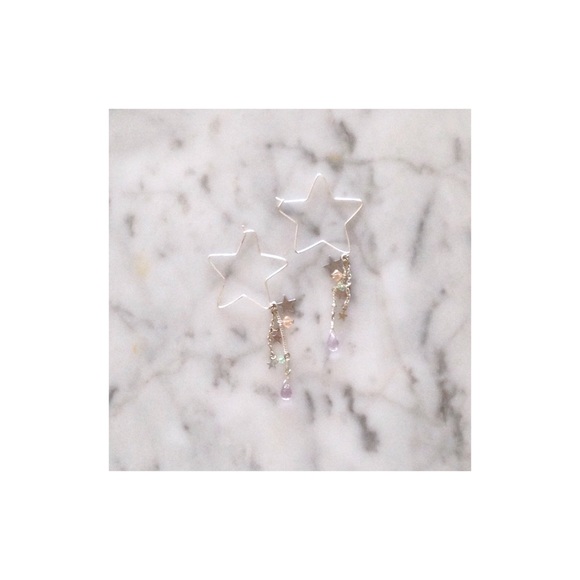 ⭐️💕🌸 Cute kawaii Japanese silver star earrings