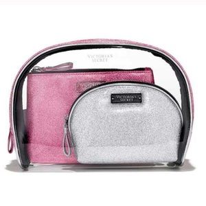VS sparkle cosmetic bag trio NWT
