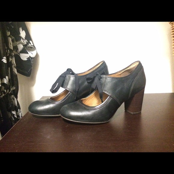 Black Clarks Lace Up Heels