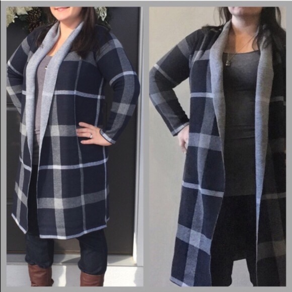 1 More Left! ๐ Navy & Gray Plaid Cardigan - Picture 4 of 4