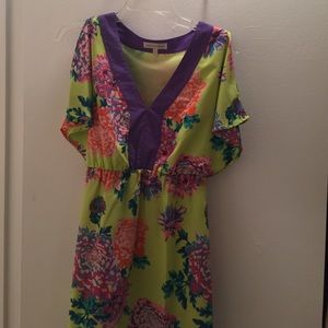 Floral Neon Yellow Dress