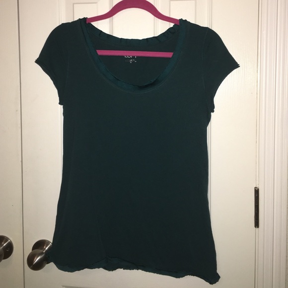 LOFT || Classic Dark Green Cotton Top
