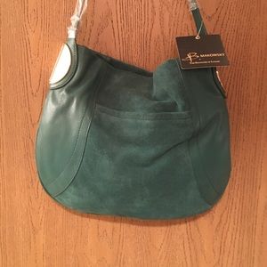B Makowsky emerald green handbag