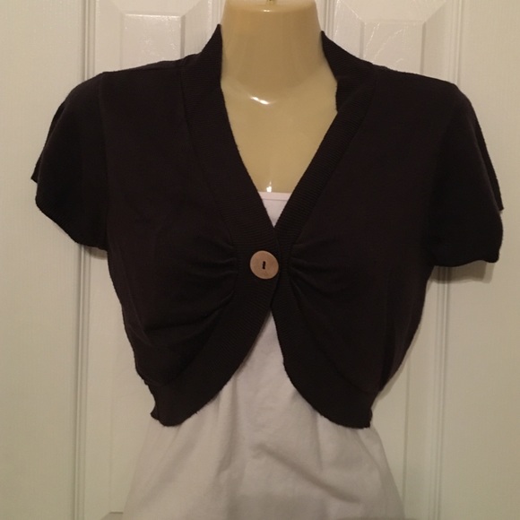 Brown Crop Short Sleeve Sweater