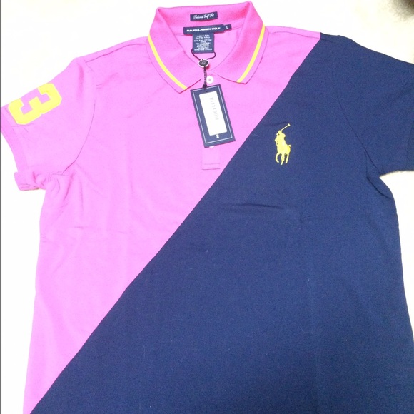 Ralph Lauren Tops - New pink/navy Ralph Lauren polo t shirt