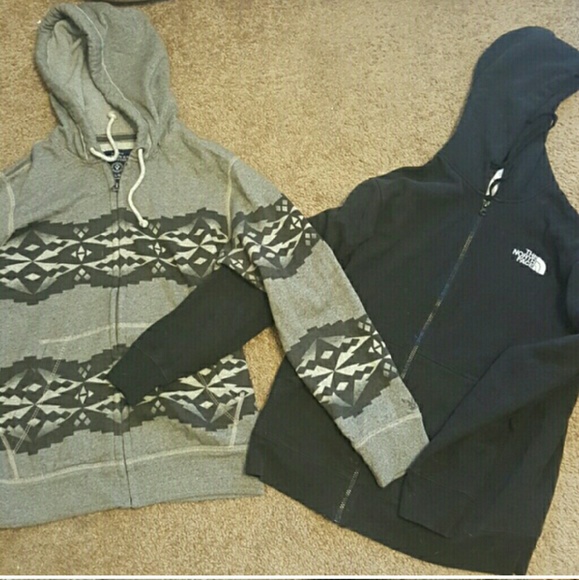 2 fleece lined MENS zipup jackets,L, North face AE