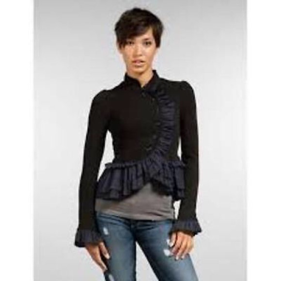 Free people military ruffle jacket Navy