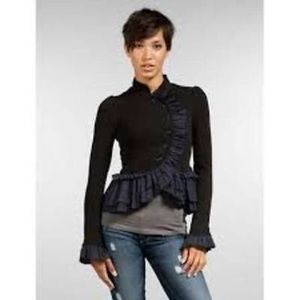 Free people military ruffle jacket Navy