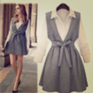 Parisian Layered Statement Tied Waist Shirt Dress