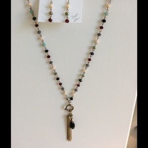 Beaded, tasseled necklace