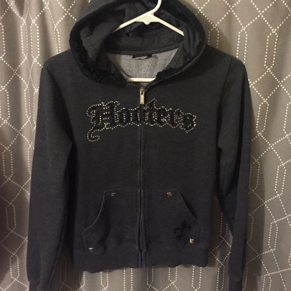 Hooters black and grey zip up hoodie