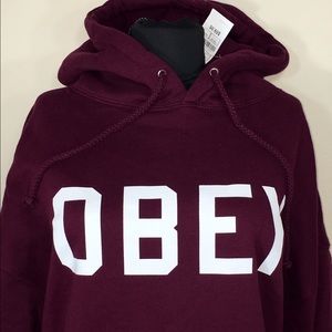 New With Tags Zumiez OBEY Maroon Hoodie Size XL