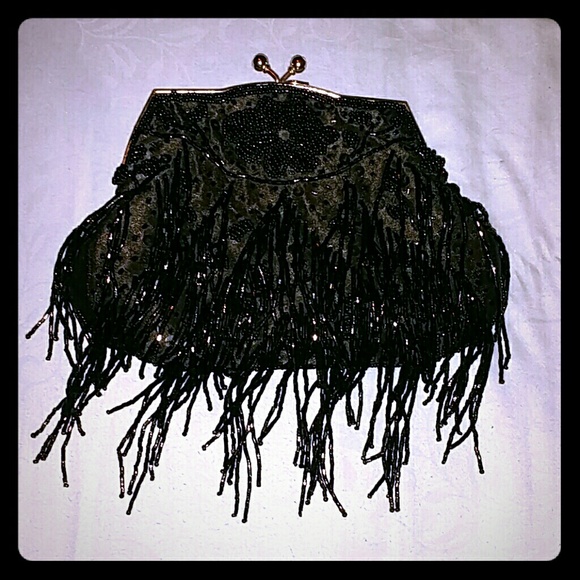 Black Beaded Clutch
