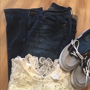 Levis super low boot cut jeans