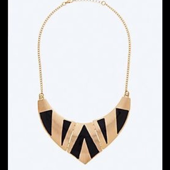 New Ethnic Gold and Black Statement Necklace