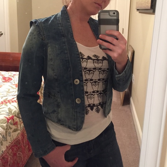 Tailored cropped denim jacket - Picture 2 of 4