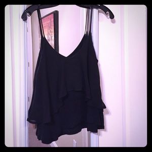 Black flowy cropped tank