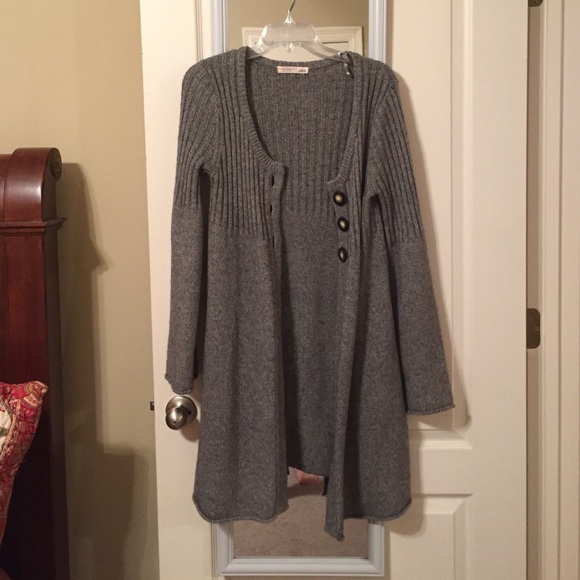 Cozy long gray sweater cardigan - Picture 2 of 4