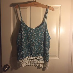 Ladies Floral Lace Bottom Tank Top