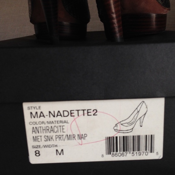 Metallic snakeskin BCBGMAXAZRIA peep toes Nadette - Picture 2 of 5