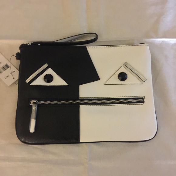 Nine West New Black and White Faux Leather Clutch - Picture 2 of 4