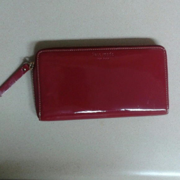 Red Patent Leather Kate Spade Zip Around Wallet
