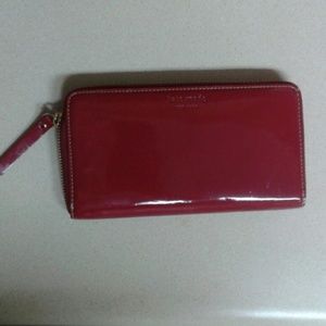 Red Patent Leather Kate Spade Zip Around Wallet