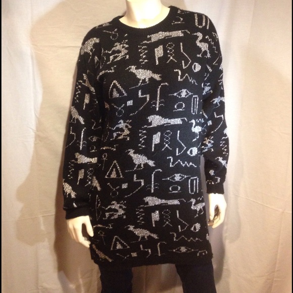 Vintage DVF hieroglyphics sweater/dress/tunic