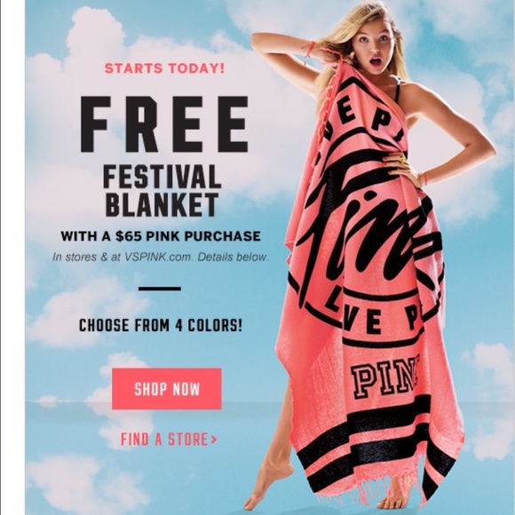 VS PINK Festival blanket in blue. Brand new.