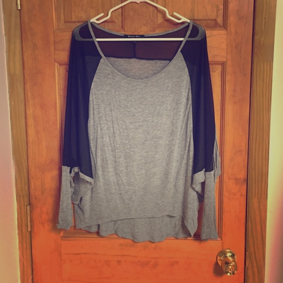 Gray and black top