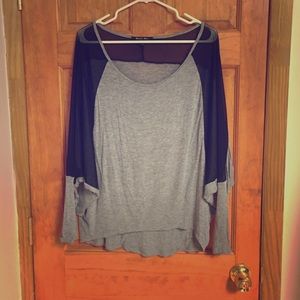 Gray and black top