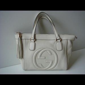 Gucci Ivory Leather Medium Tote Handbag