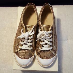 Coach gold monogram sneakers