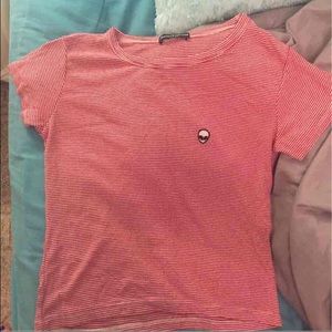 Red striped Alien Patch shirt