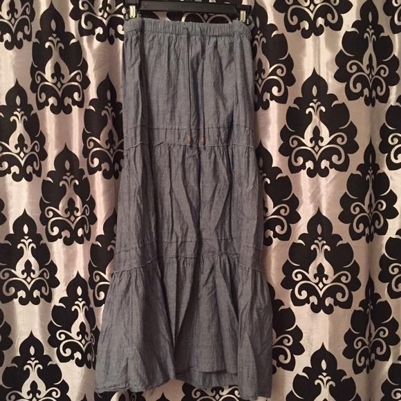 Boho shabby chic jean skirt