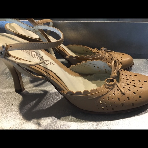 Nude sling back heels