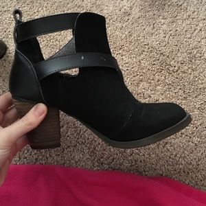 Black strappy booties
