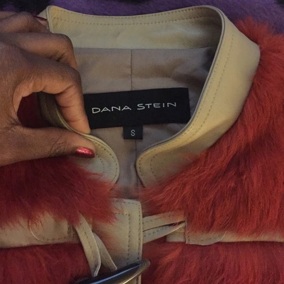 Dana Stein Orange Fur Vest with Tan Lambskin - Picture 3 of 4