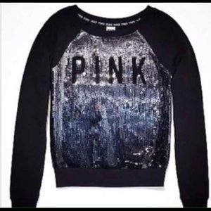 VS Pink® limited edition black sequin sweatshirt