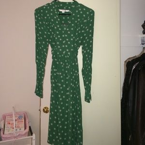 Boden green with flowery print boho dress