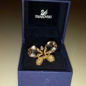 Swarovski Crystal Gold Butterfly Ring