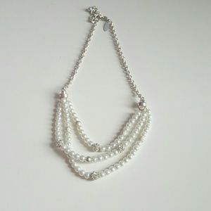 Pearl and Rhinestone Layered Necklace