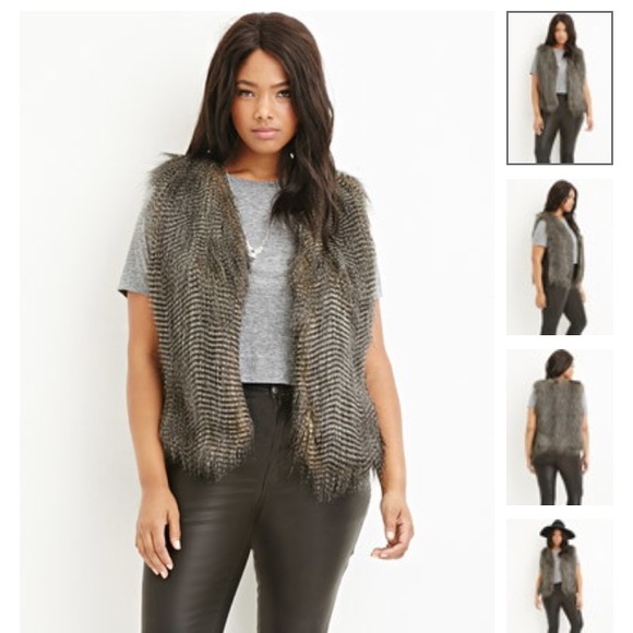 Plus size faux fur vest