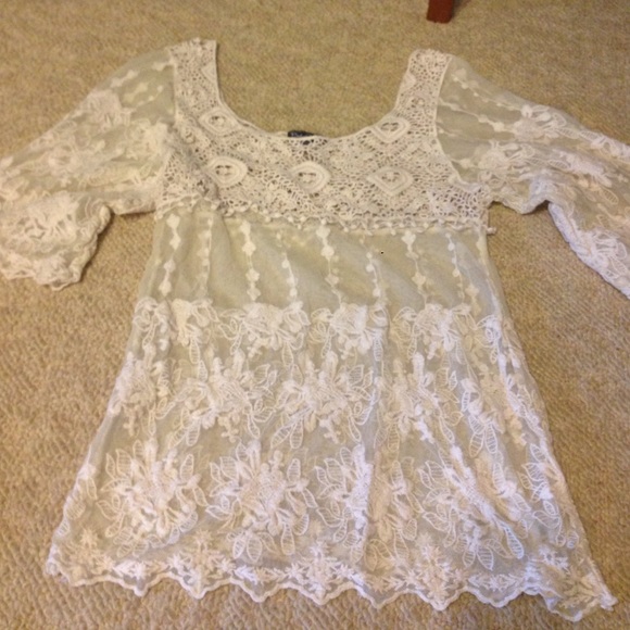 Body central cream lace shirt
